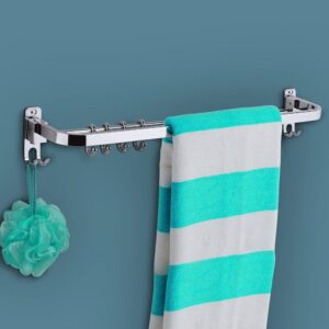 Foldable Towel Rod with Hooks S.S