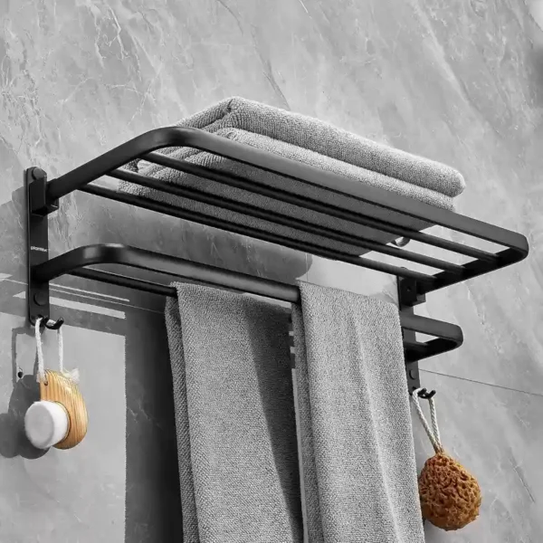 Towel Rack Black for Bathroom Bath Rack